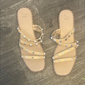 A New Day Beige Studded Sandals